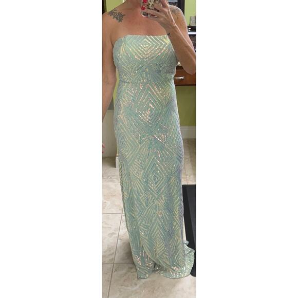 Speechless 9 embellished strapless formal evening gown light sage green NWOT - Picture 3 of 12